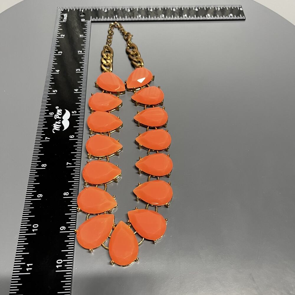 Statement‎ Bib Necklace Gold Tone Peach Teardrop Faceted Stones Adjustable Chain - Picture 7 of 7